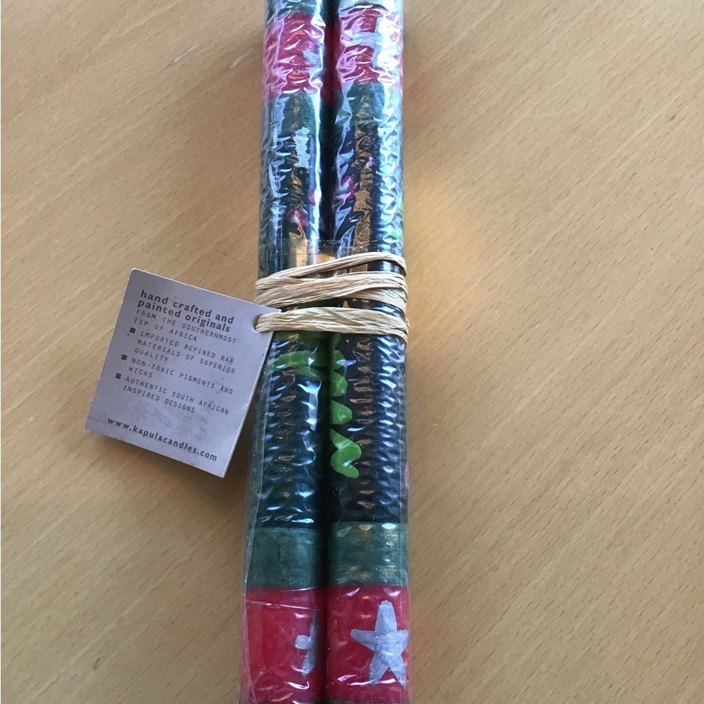 Kapula Candles South African Christmas Red Green Tree Africa‎ Kwanza 9” Tapers - Picture 2 of 3